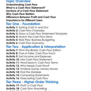 Cash Flow Statement Basics Worksheet Activity Booklet