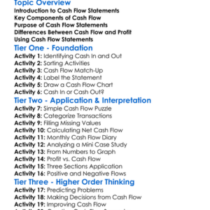 Cash Flow Statement Worksheet Activity Booklet