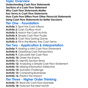 Cash Flow Statements Worksheet Activity Booklet