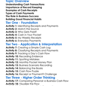 Cash Receipts And Payments Worksheet Activity Booklet