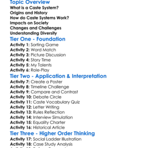 Caste Systems Worksheet Activity Booklet