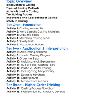 Casting Techniques Worksheet Activity Booklet