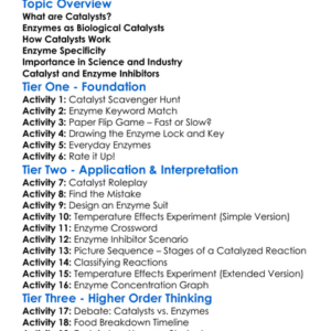 Catalysts And Enzymes Worksheet Activity Booklet