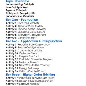 Catalysts Worksheet Activity Booklet