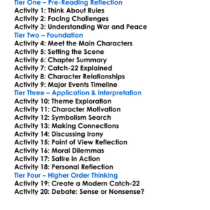 Catch-22 Joseph Heller Worksheet Activity Booklet