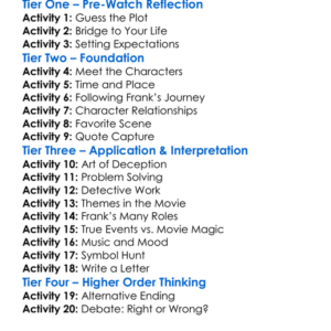 Catch Me If You Can Worksheet Activity Booklet