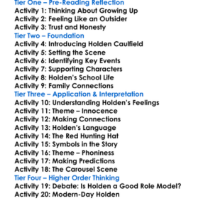 Catcher In The Rye Jd Salinger Worksheet Activity Booklet