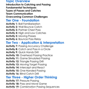 Catching And Passing Worksheet Activity Booklet