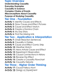 Causality Worksheet Activity Booklet
