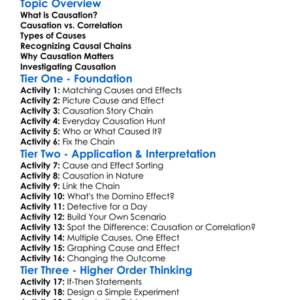 Causation Worksheet Activity Booklet