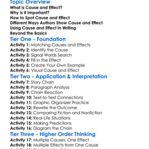 Cause And Effect In Texts Worksheet Activity Booklet