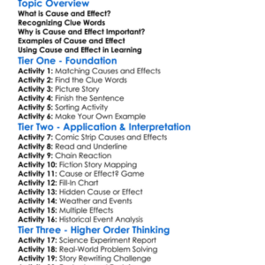 Cause And Effect Worksheet Activity Booklet