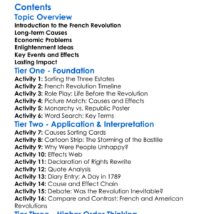 Causes And Effects Of The French Revolution Worksheet Activity Booklet