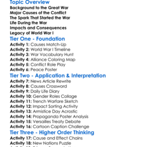 Causes And Impacts Of World War I Worksheet Activity Booklet