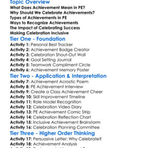 Celebrating Achievements In Pe Worksheet Activity Booklet