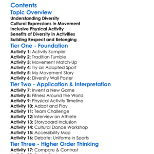 Celebrating Diversity In Physical Activity Worksheet Activity Booklet