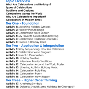 Celebrations And Holidays Worksheet Activity Booklet