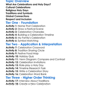 Celebrations And Holy Days Worksheet Activity Booklet