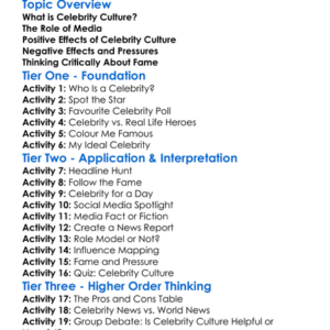 Celebrity Culture And Media Worksheet Activity Booklet