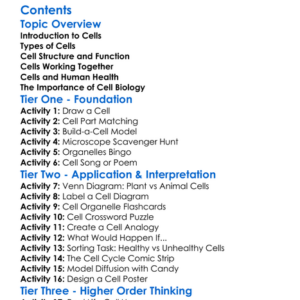 Cell Biology And The Role Of Cells In Human Health Worksheet Activity Booklet