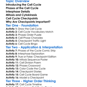 Cell Cycle And Checkpoints Worksheet Activity Booklet