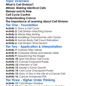 Cell Division And Cancer Worksheet Activity Booklet