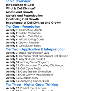 Cell Division And Growth Worksheet Activity Booklet