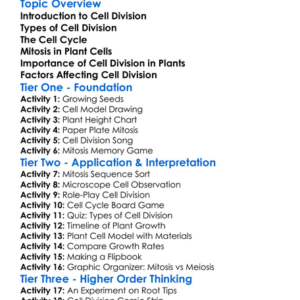 Cell Division In Plants Worksheet Activity Booklet