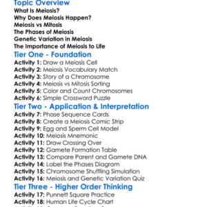 Cell Division Meiosis Worksheet Activity Booklet