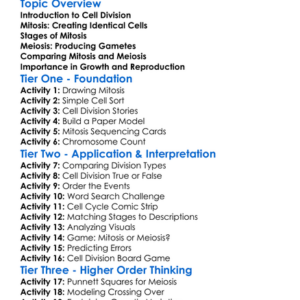 Cell Division Mitosis And Meiosis Worksheet Activity Booklet