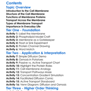 Cell Membrane Structure And Transport Worksheet Activity Booklet