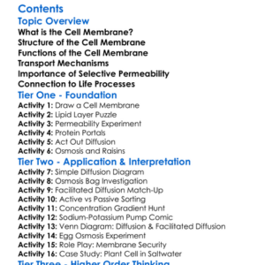 Cell Membranes And Transport Mechanisms Worksheet Activity Booklet