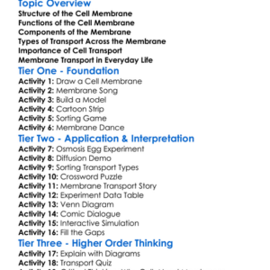 Cell Membranes And Transport Worksheet Activity Booklet