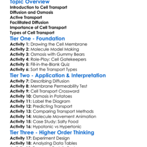 Cell Transport Mechanisms Worksheet Activity Booklet