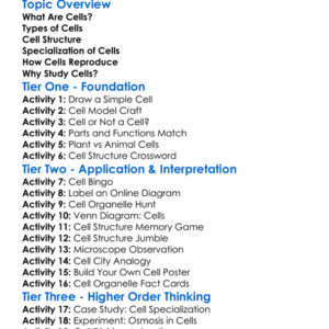 Cells And Cell Structure Worksheet Activity Booklet