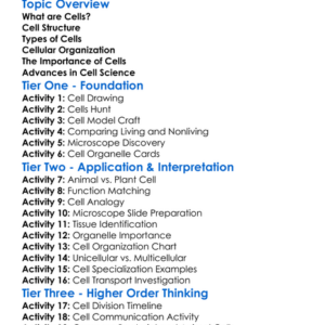Cells And Cellular Organization Worksheet Activity Booklet