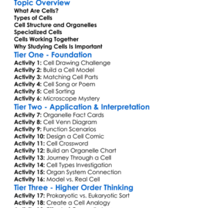 Cells And Cellular Structure Worksheet Activity Booklet