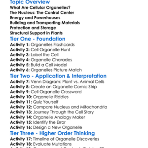 Cellular Organelles Worksheet Activity Booklet