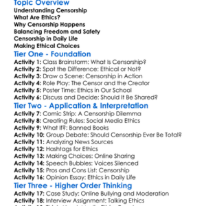 Censorship And Ethics Worksheet Activity Booklet