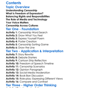 Censorship And Freedom Of Expression Worksheet Activity Booklet