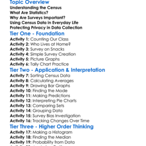 Census And Statistics Worksheet Activity Booklet