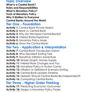 Central Banks And Monetary Policy Worksheet Activity Booklet