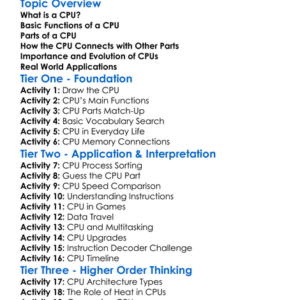 Central Processing Unit Worksheet Activity Booklet