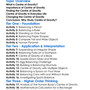 Centre Of Gravity Worksheet Activity Booklet