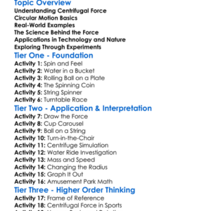 Centrifugal Force Worksheet Activity Booklet