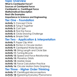 Centripetal Force Worksheet Activity Booklet