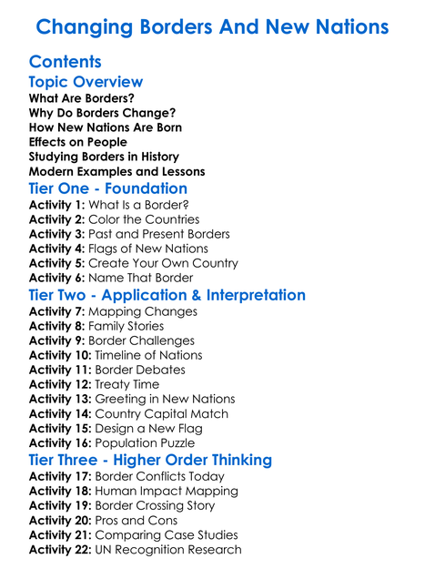 Changing Borders And New Nations Worksheet Activity Booklet