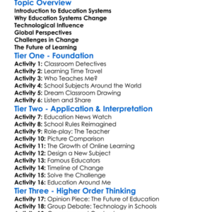 Changing Education Systems Worksheet Activity Booklet