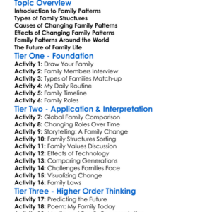 Changing Family Patterns Worksheet Activity Booklet