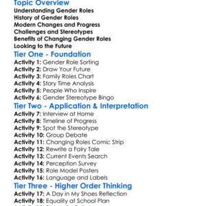 Changing Gender Roles In Society Worksheet Activity Booklet